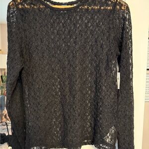 Old Navy Black Lace Long-Sleeve Top